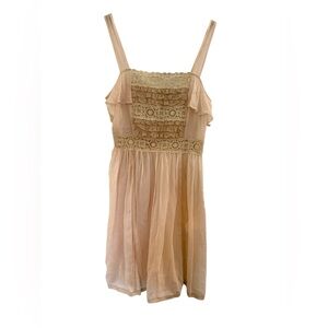 Fleurrette Lace Ruffle Babydoll Dress Blush/Nude Size L